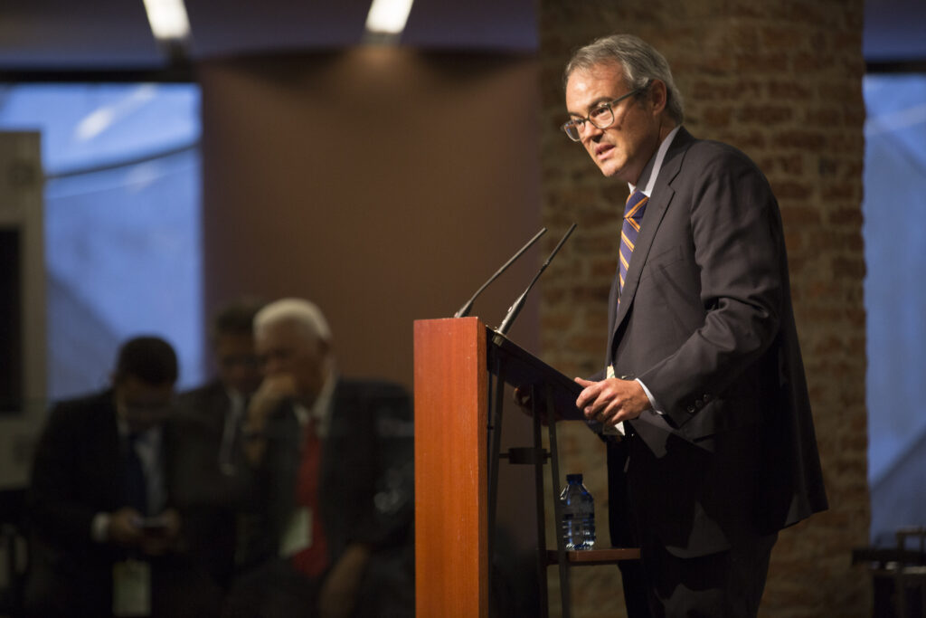 man at a podium