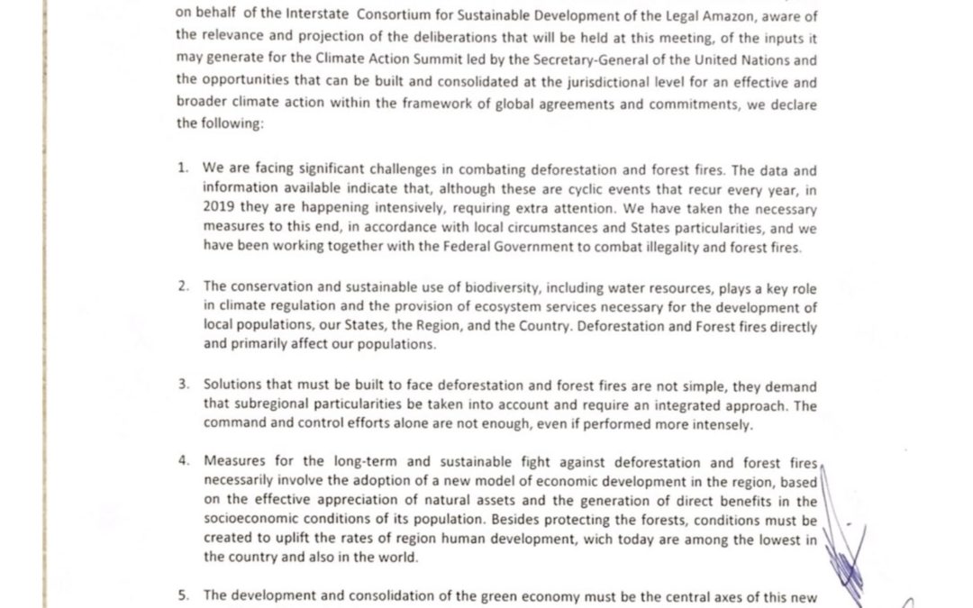 Governors of the Brazilian Amazon’s Statement at New York Climate Week
