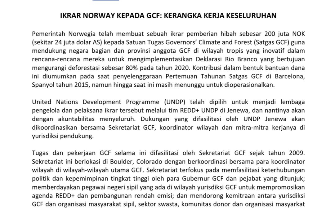 Ikrar Norway Kepada GCF: Kerangka Kerja Keseluruhan