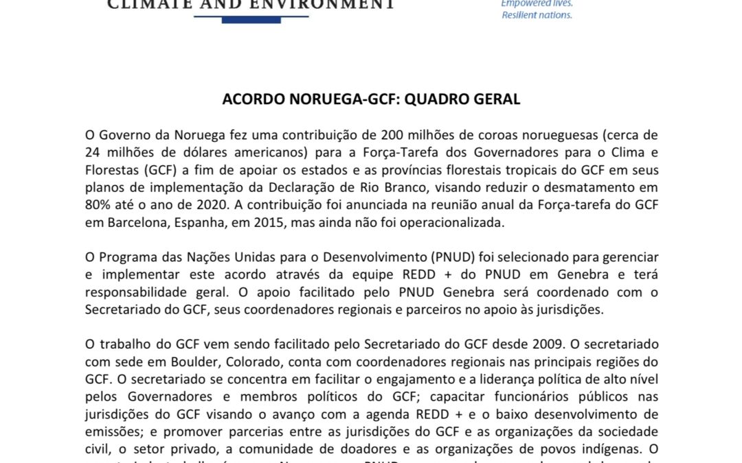 Acordo ​Noruega-GCF:​ ​Quadro Geral