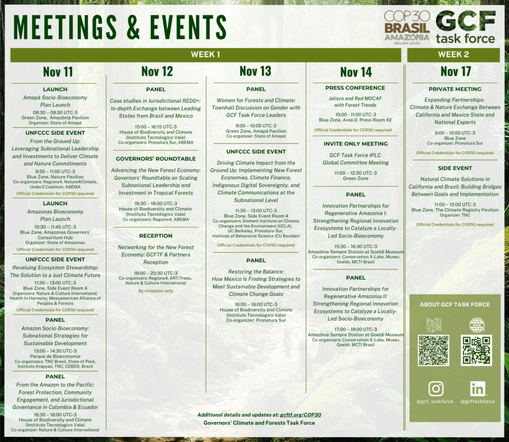 GCF Task Force COP30 calendar of events