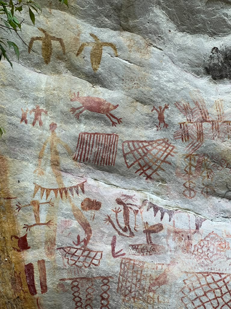 pictograms on a rock face